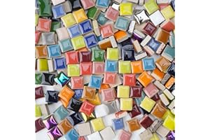 Samjobroad 300g / 200 Pieces Ceramic Mosaic Tiles for Crafts,Versatility Square Mosaic Tiles Ceramic for Bathroom Kitchen DIY Art Projects,0.47in Square Glass Tiles for Jewelry Making, Chocolate