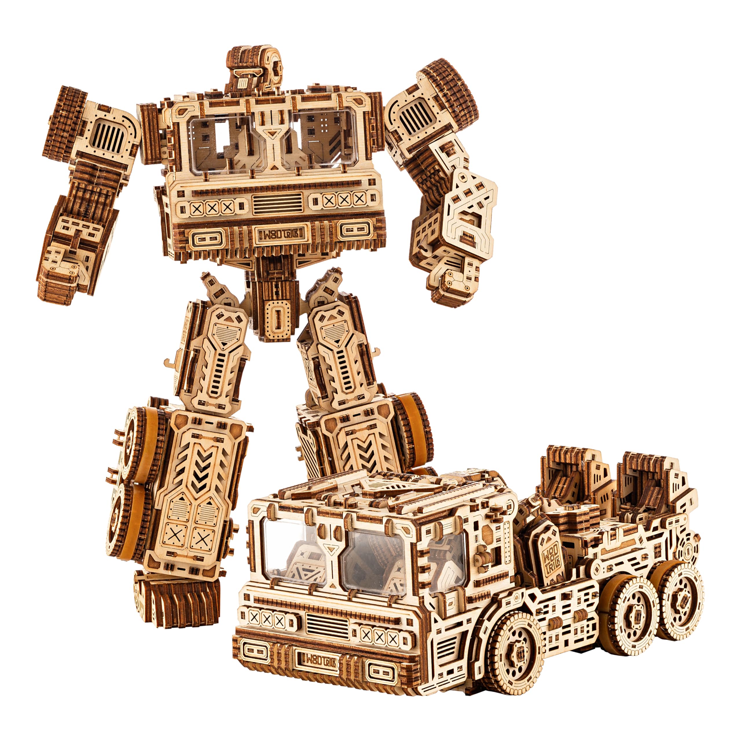 Wood Trick Timbertron Robot & Truck 3D Wooden Puzzles for Adults and Kids to Build - Rides up to 9 ft - Wooden Models Engineering DIY Project Mechanical 3D Puzzles Model Kits for Adults