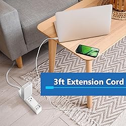 LIDER Outlet Extender with 3 Receptacles, 21W USB