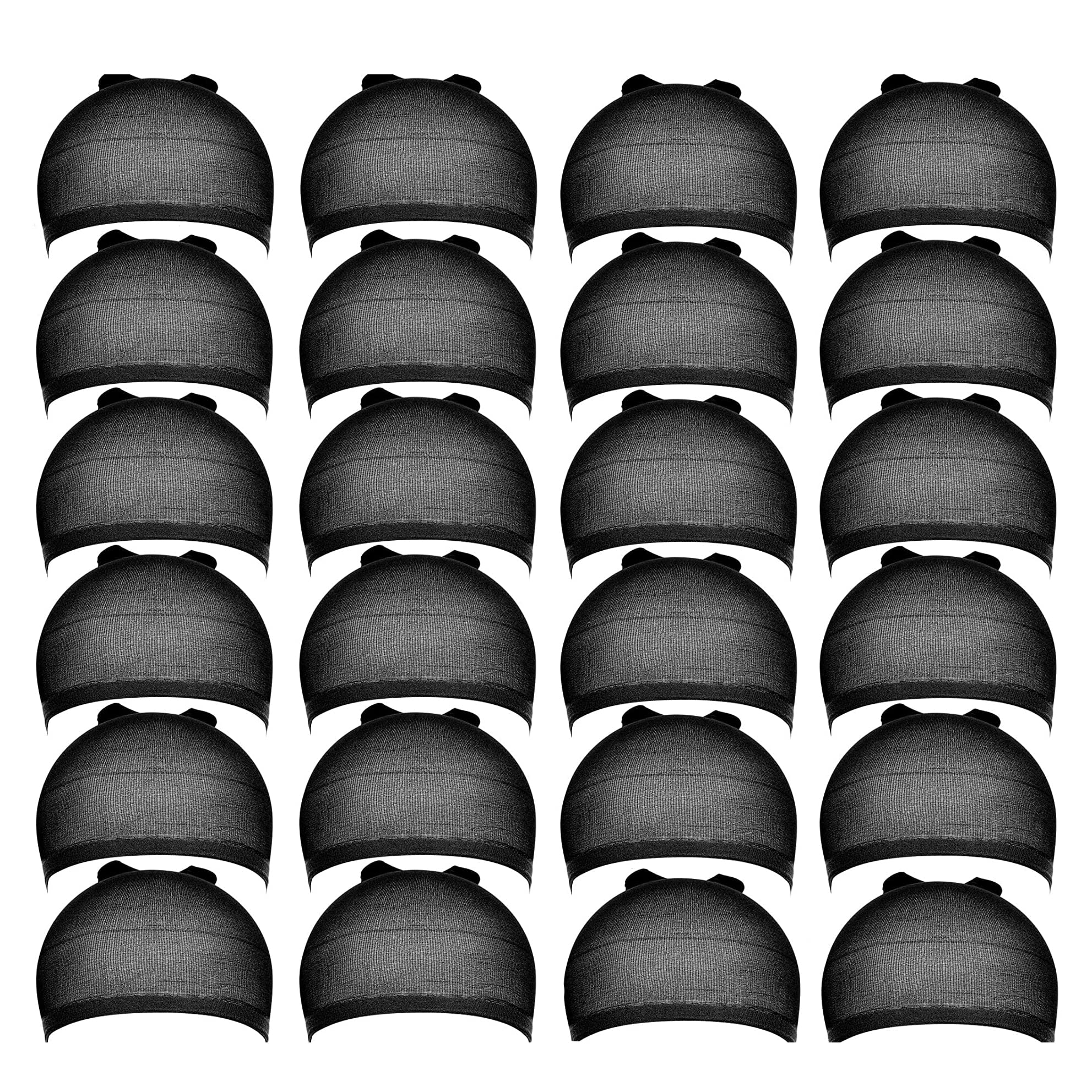 Stocking Wig Caps, DEPHNARSA 24pcs Stretchy Nylon Wig Caps Stocking Caps For Wigs Wig Caps For Women Man (Black)