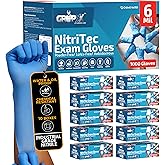 London Labs Heavy Duty 6 Mil Blue Nitrile Gloves Disposable Latex & Powder Free -Extra Stretchy Fentanyl Safe |Medical,First Aid Kit,EMT|Food Safe Rubber Gloves for Cooking & Cleaning|Bulk Pack (1000)