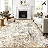 Area Rugs 9x12 Living Room: Washable Large Abstract Neutral Modern Soft Rugs Stain Resistant Indoor Floor Non-Slip Accent Carpet for Bedroom Nursery Playroom Office Dining Room Home Decor- Gray Gold