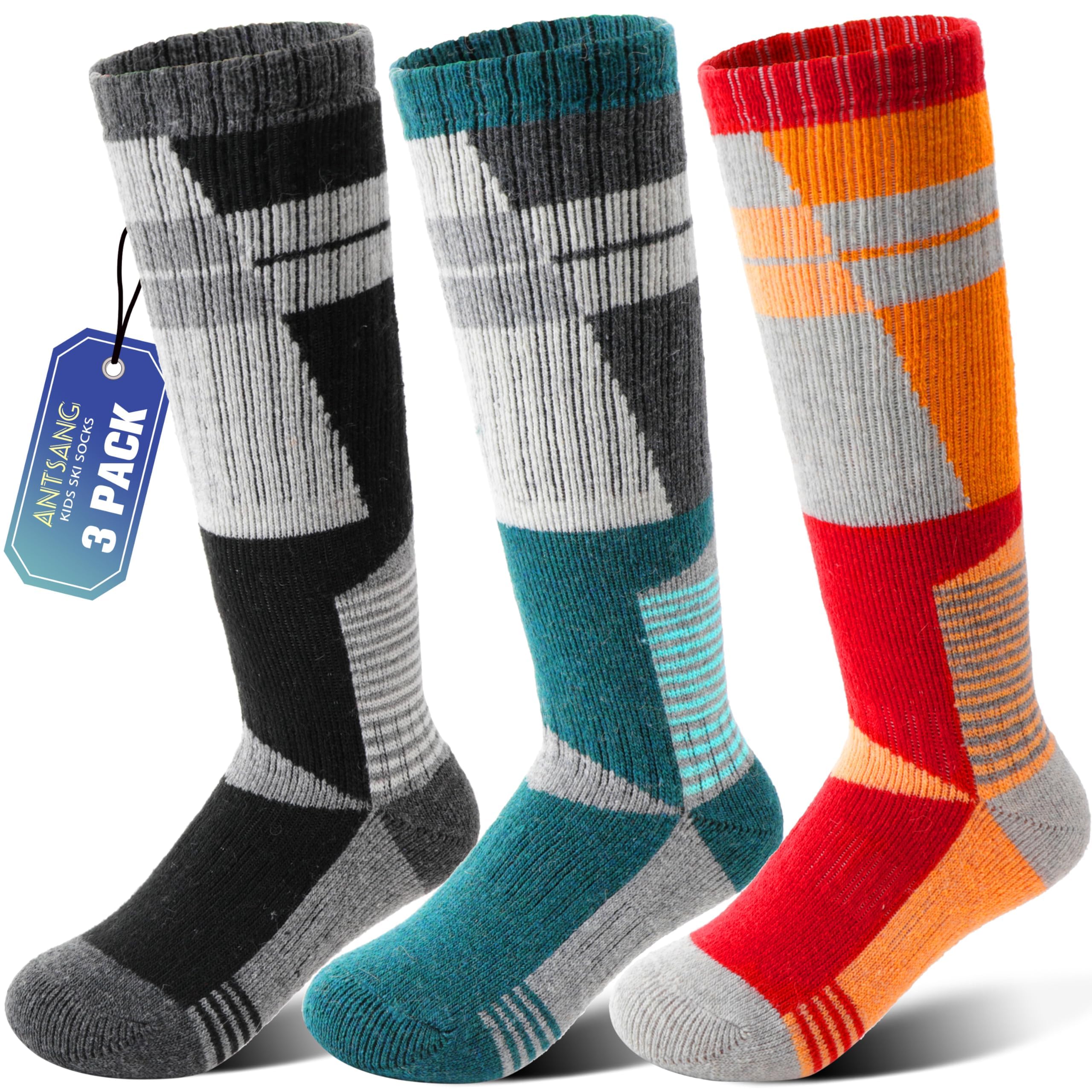 ANTSANG Kids Merino Wool Ski Socks for Girls Boys