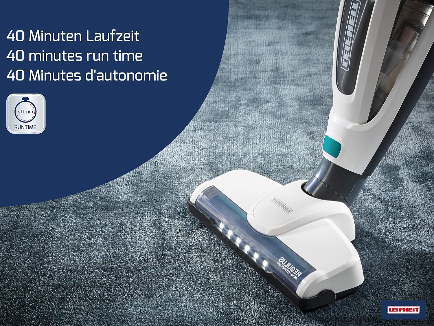 Leifheit PowerVac 2in1 2-in-1 stick vacuum Battery Dry Cyclonic Bagless Black, Blue, White, 60 x 24 x 29 cm - Image 5