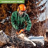 BLOSTM Chainsaw Safety Helmet 3 in 1 Orange Visor Ear Muffs Hard Hat view 2