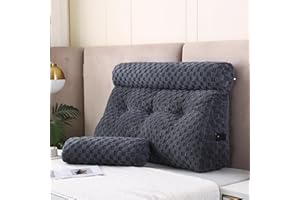 Gpround Wedge Headboard Pillows + A Long and Short Head Roll Pillows Bed Wedge Pillow for Headboard Large Bolster for Bed Backrest Pillows for Sitting in Bed