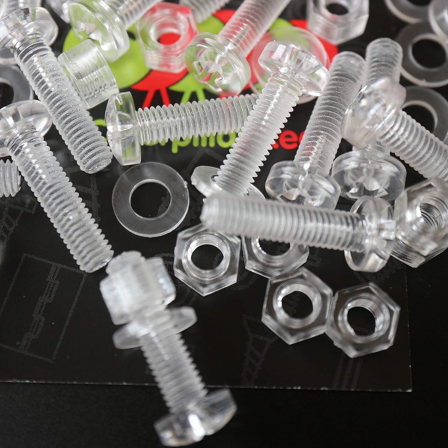 Pack of 20 Transparent Clear Plastic Acrylic M5 x 20mm Nuts & Bolts, Washers - Acrylic Plastic Screws - Image 4