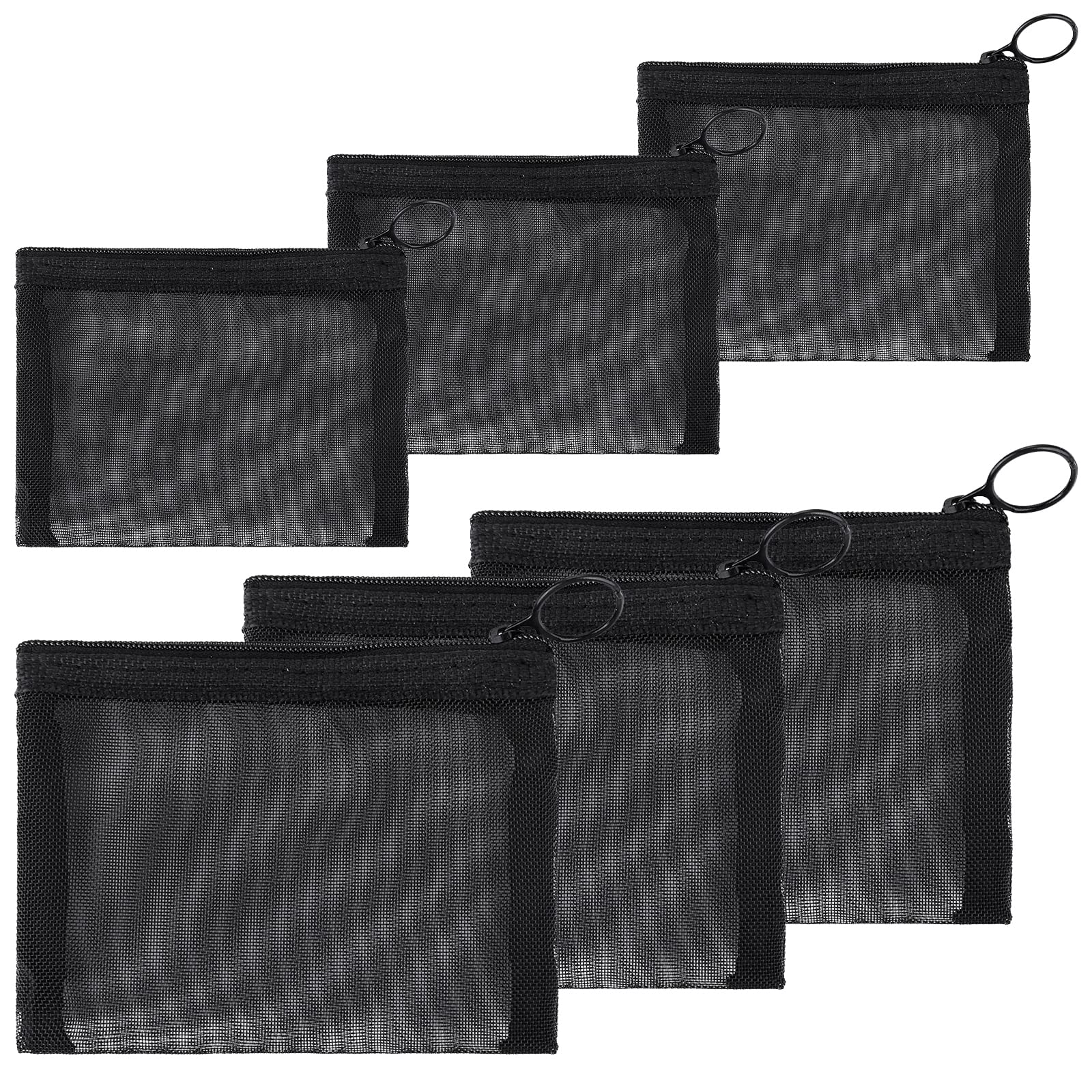 Sibba Toiletry Bag Organizer Travel Pouch 6 Packs Clear Mesh Zipper Cosmetic Small Purse Waterproof Nylon Shower Handbags Toiletries Makeup Storage Stationery Holder