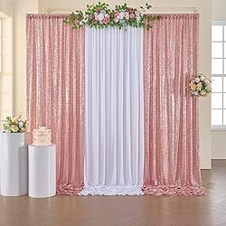 Outpain Rose Gold Sequin Backdrop Curtain for