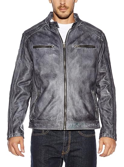bruno banani Lederjacke grau 2XL