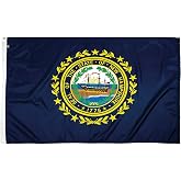 New Hampshire State Flag, 200D Nylon, FMAA Certified Made in USA - 3x5 ft | 600 DPI Resolution, DuPont Inks, Heavy-Duty Poly Sateen Heading, Solid Brass Grommets, Weather-Resistant Indoor &amp; Outdoor Use