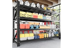 Anxxsu 5000LBS Storage Shelves, 71" W Heavy Duty Garage Shelving Unit, Adjustable Industrial Shelving, 4 Tier Metal Shelving for Garage, Supermarket, Warehouse, 71" W x 24" D x 70" H