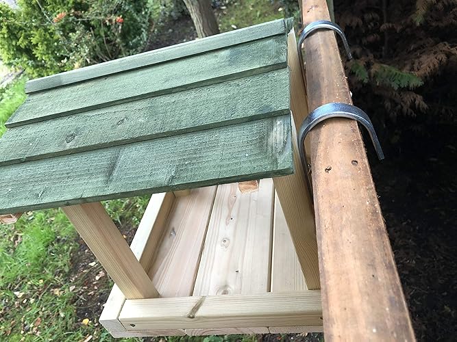 Seeds Feeder Station Hanging Wooden Bird Table Over The Fence