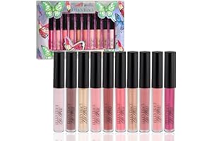 Enchante Ellen Tracy 10 Pc Lip Gloss Collection, Shimmery Lip Glosses for Women and Girls, Long Lasting Lip Gloss Set with Rich Varied Colors, Great Holiday and Birthday Gift