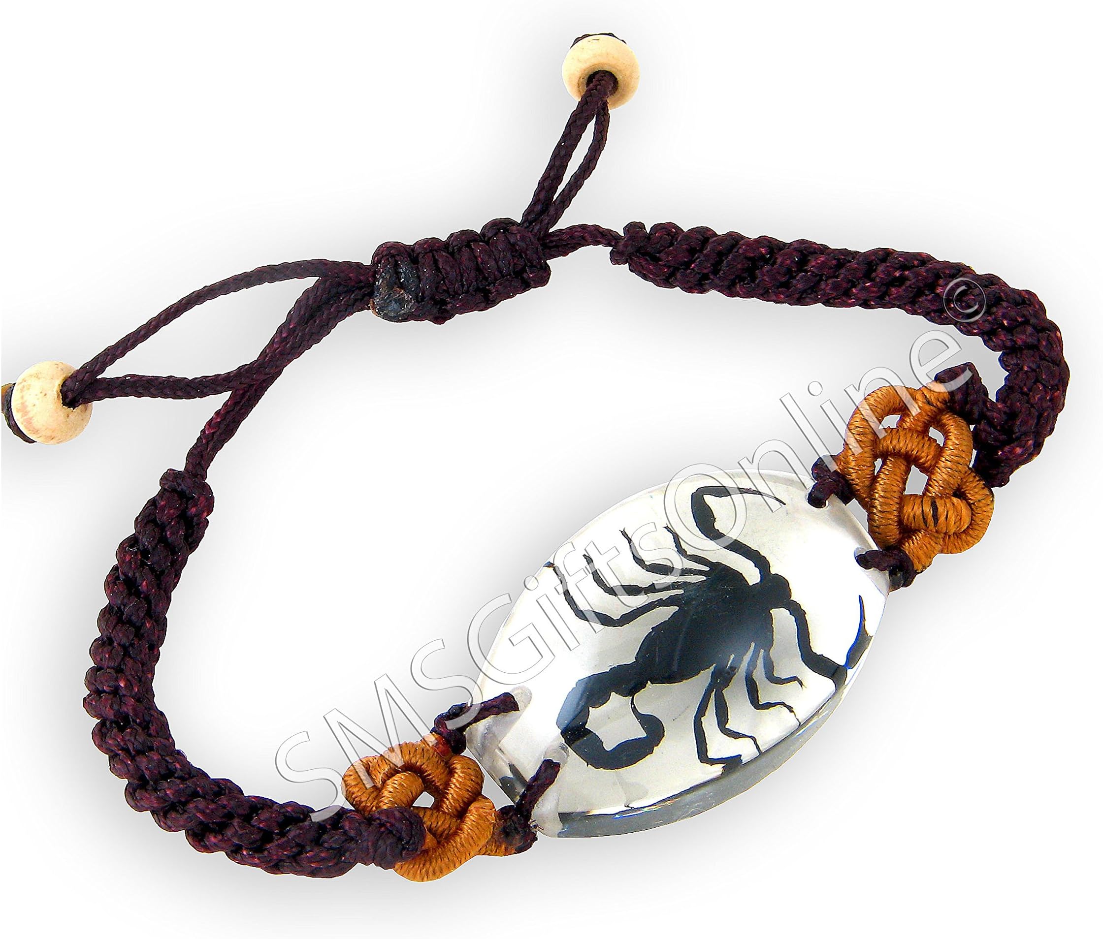 Adjustable Clear Acrylic Amber Black Scorpion Bracelet / Bangle