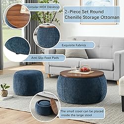 Niccae 2-Piece Set Round Chenille Storage