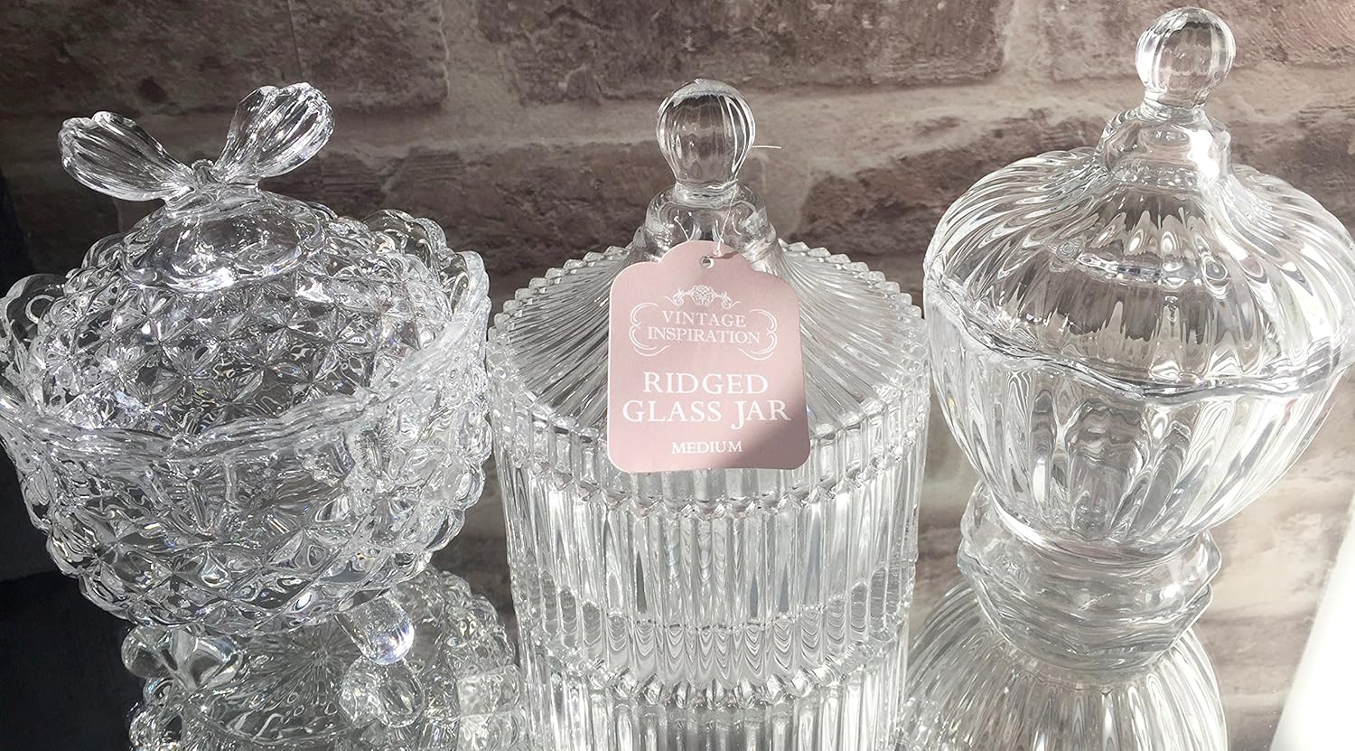 Mixed Trinket Jar Collection 3 Glass Trinket jars / keepsake jars