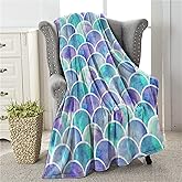 COLLA Mermaid Scales Soft Throw Blanket - Plush Flannel Kids Throw Blanket for Couch, Bed, Sofa - Mermaid Room Decor for Girls Bedroom - 50x40 Inch
