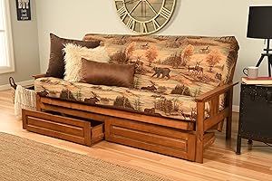 Kodiak Furniture Monterey Futon Set with Storage Drawers, with Barbados Base and Canadian Mattress