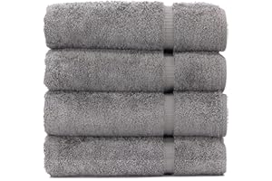 BC BARE COTTON Luxury Hotel & Spa Collection Highly Absorbent, Quick Dry 100% Turkish Cotton 700 GSM, Eco Friendly Towel, for Bathroom Dobby Border Soft Bath Towel Set 27 X 54 -Gray, Bath Towels - Set of 4