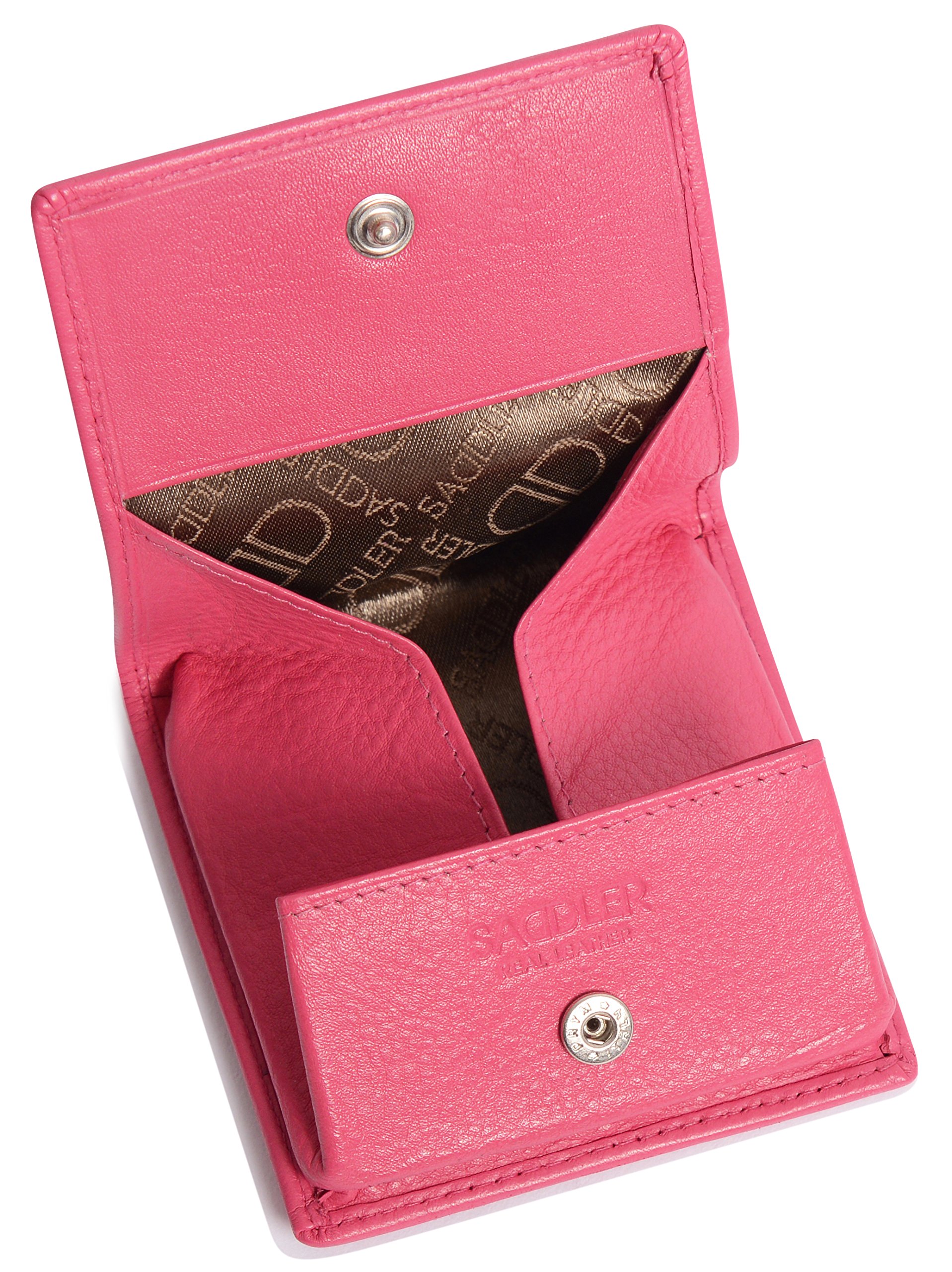 Real Leather Mini Coin Tray Purse – Women's RFID Change Pouch | Compact & Stylish with Snap Closure | SADDLER