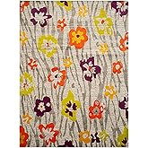SAFAVIEH Porcello Collection Area Rug - 6' x 9', Light Grey & Purple, Floral Design, Non-Shedding & Easy Care, Ideal for High