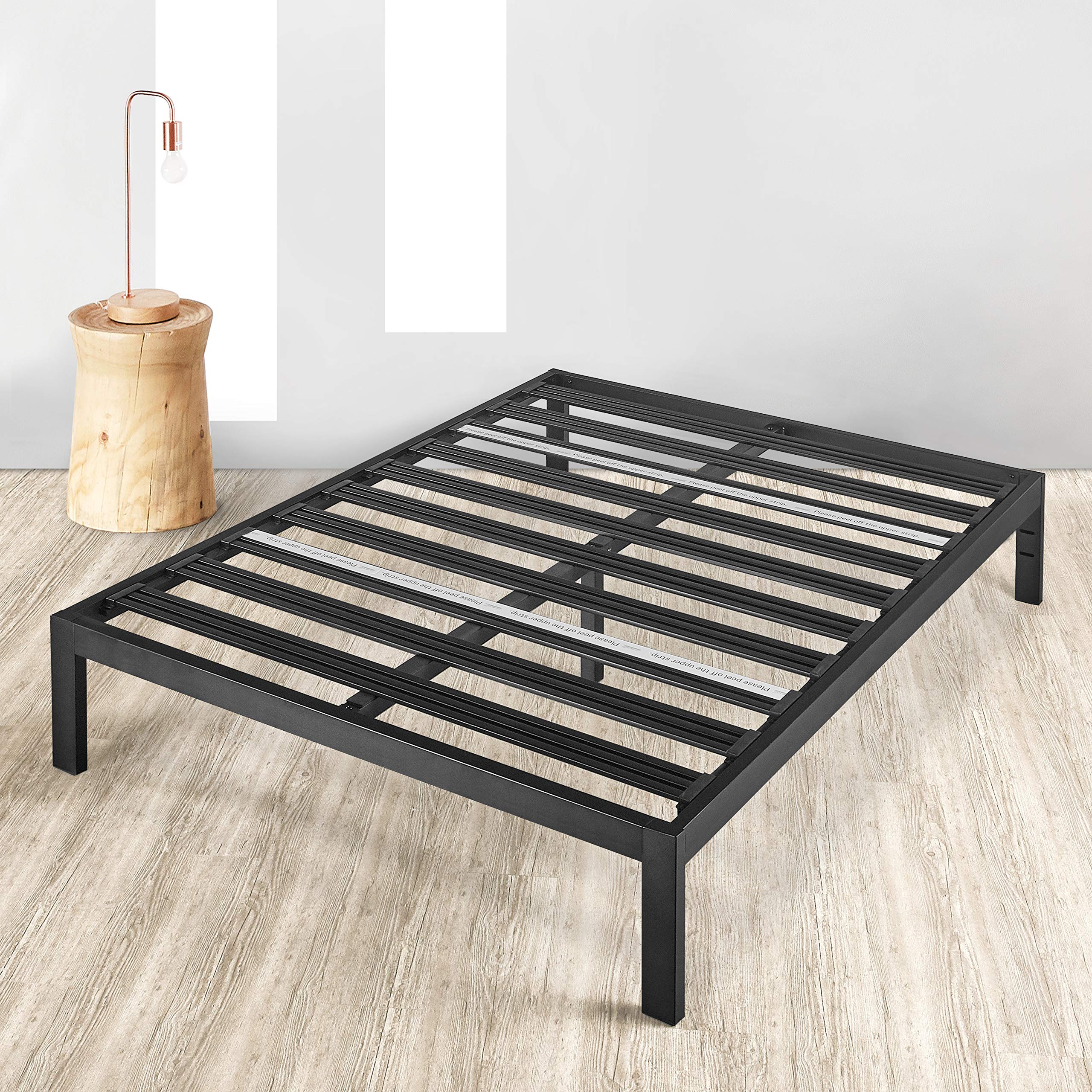Mellow Rocky Base C 14" Platform Bed Heavy Duty Steel Black, w/ Patented Wide Steel Slats (No Box Spring Needed) - California King