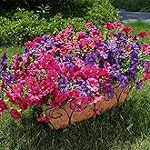 HyeFlora Artificial Flowers for Outdoors Fake Plants Outside Decoration, 12 Bundles Silk Colorful Morning Glory with Eucalyptus UV Resistant Realistic Faux Flowers for Planter Porch Patio Yard Garden