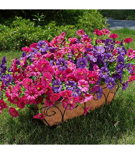 Uqueeten Artificial Geranium Flowers - 8 PCS UV Resistant Fake Outdoor Plants For Porch & Garden Decor, 14.4 Inch Yellow