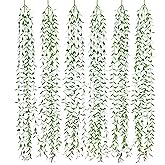 Lvydec 6pcs Artificial Vines Fake Greenery Garland Willow Leaves with Total 30 Stems Hanging for Wedding Party Home Garden Wall Decoration