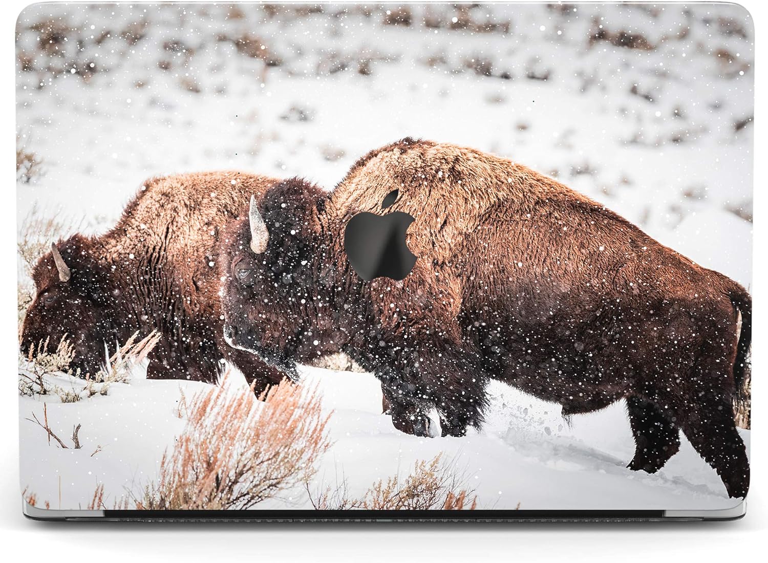 Wonder Wild Case Compatible with MacBook Air 13 inch Pro 15 2019 2018 Retina 12 11 Apple Hard Mac Protective Cover 2017 16 2020 Plastic Laptop Print Buffalo Snow Nature Animal White Winter Bison Zoo