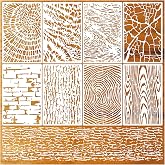 8 Pieces Abstract Geometry Texture Brick Stencils for Painting Wood | Grain Mixed Crackle Marble Stencils, Spray Paint Layering Stencil Templates for Furniture, DIY Craft