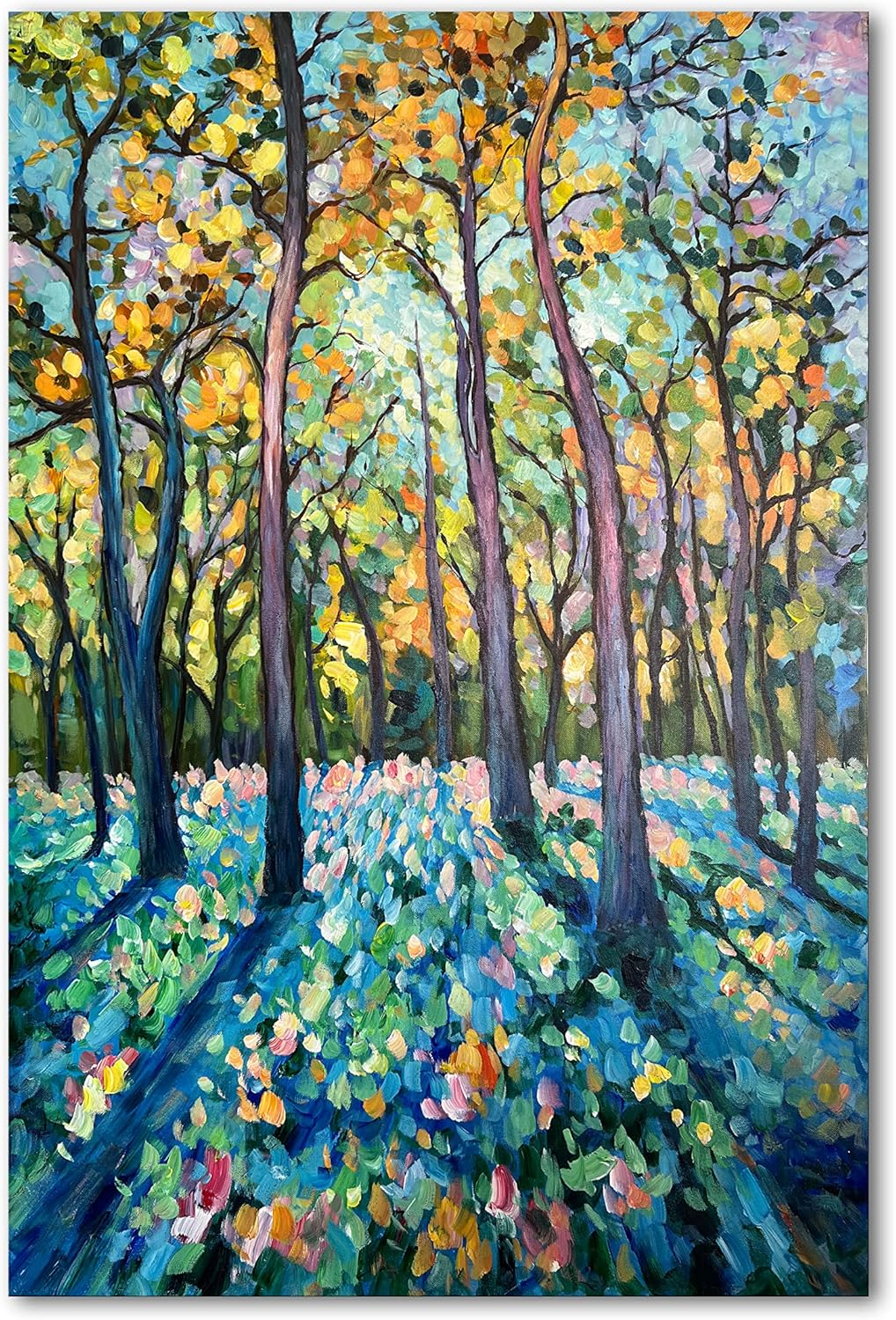 Paintings - Diathou Art 24x36 Inchs Hand-Painted Abstract Forest Landscape Oil Painting Modern Art Wall Decoration