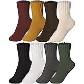 Eurzom 8 Pairs Winter Wool Boot Socks for Women Solid Thick Winter Knit Warm Socks Gifts for Cold Weather Warm Snow Boot