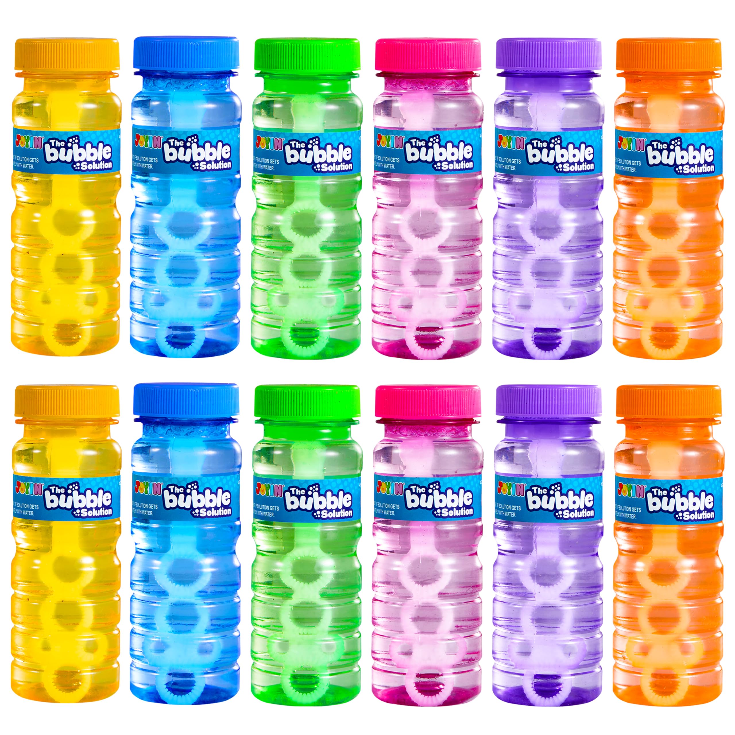 JOYIN 24 Pcs Bubble Bottles with Wand Assortment for Kids, 4oz Blow Bubbles Solution Novelty Summer Toy, Party Favors, Birthday, Outdoor & Indoor Activity