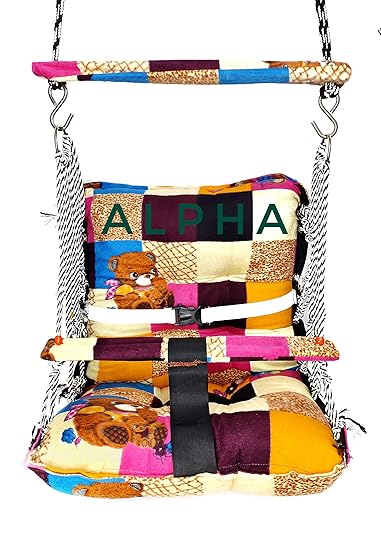 Sale Active Alpha Cotton Jula/Swings with Safety Belt for 1 To 3 Year Kids (MultiColor)
