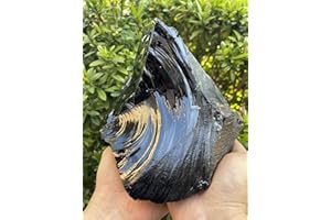 GAF TREASURES Extra Large Black Obsidian Rough Stones, 3-10" Natural Black Obsidian, Raw Black Obsidian Rock (6-7 lb)