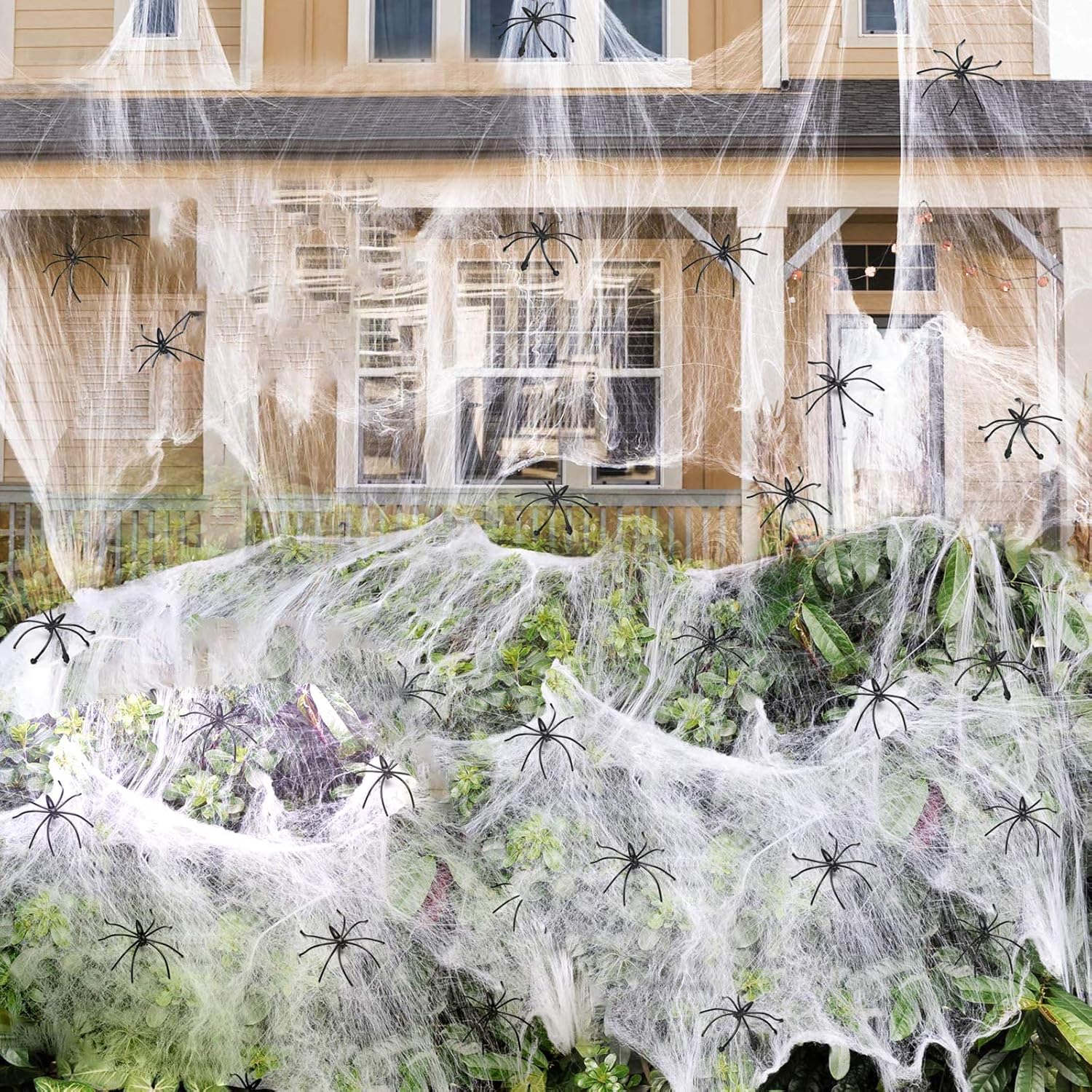 Halloween Spider Web 300g - Dehnbares Spinnennetz Mit 100 Spinnen