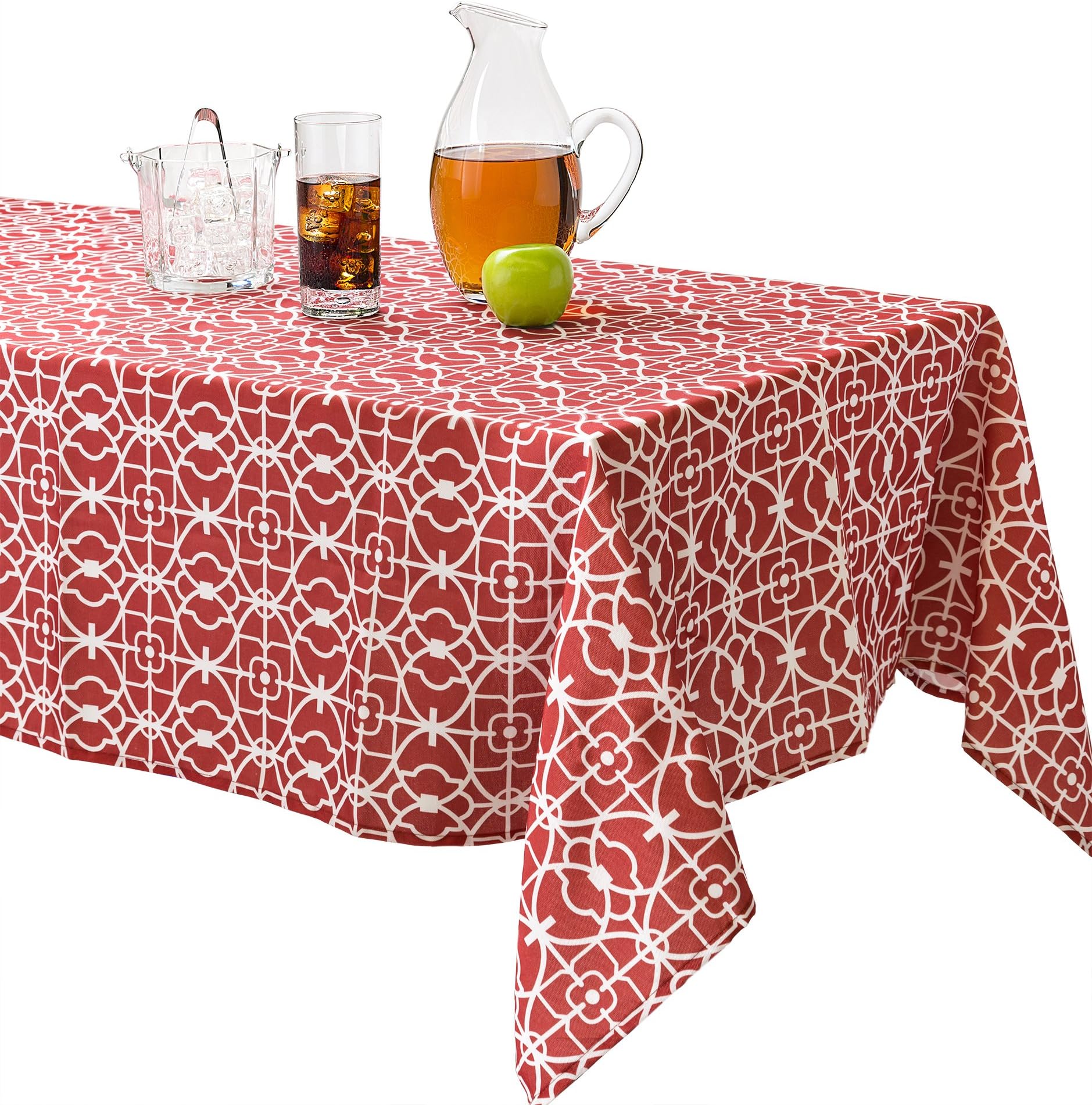 Benson Mills Geo Indoor/Outdoor Spillproof Tablecloth (red, 52-inch by 70-inch)