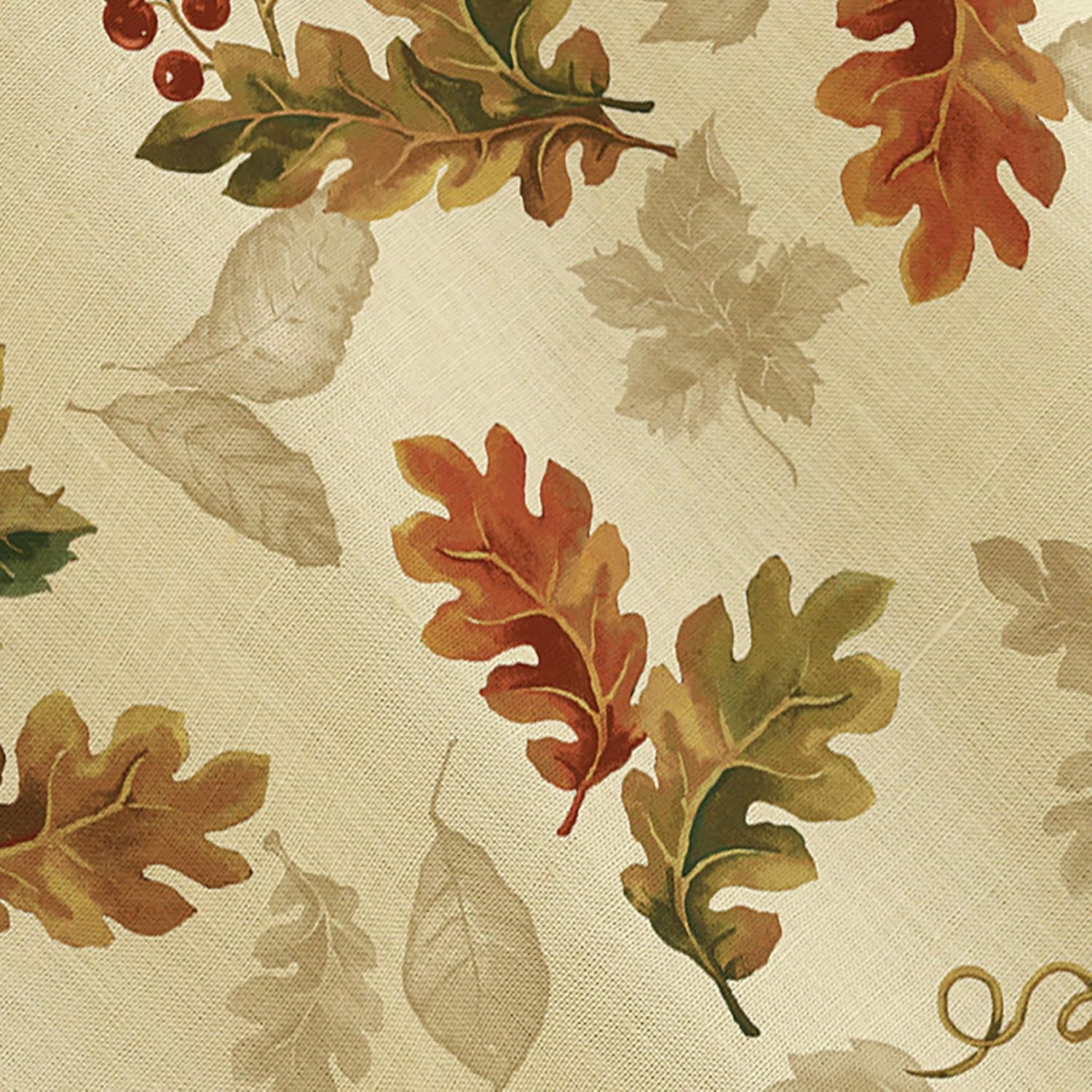 Elrene Home Fashions Swaying Leaves Allover Fabric Tablecloth for Thanksgiving/Fall/Harvest, 70" Round, Ivory: Home & Kitchen