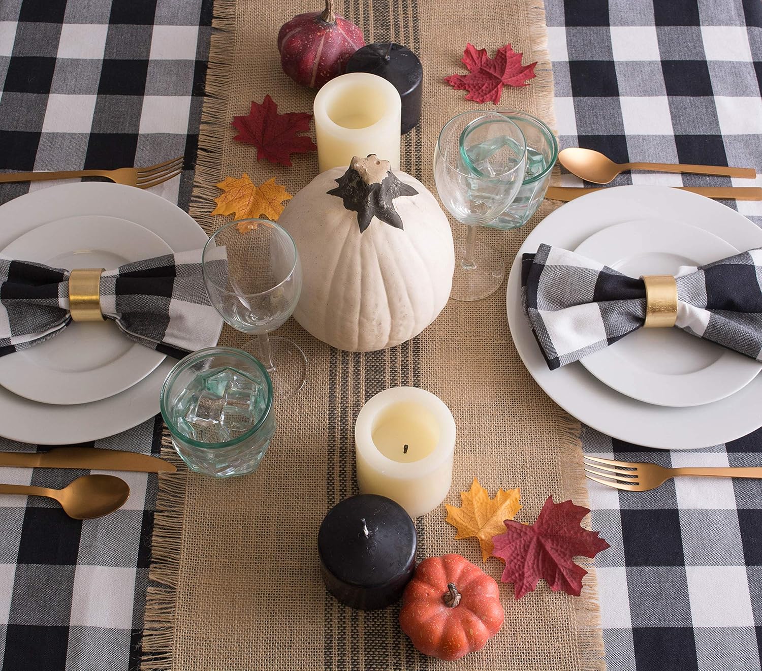 DII CAMZ38416 Mineral Middle Burlap Table Runner, 14 x 108, Center Stripe Gray: Home & Kitchen