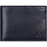 ASAD Leather Bifold Wallet for Men | Genuine Leather Slim Wallet with RFID Blocking | Double Stitched Durable Design with 2 Note Compartments 6 Card Slots 2 Slip Pockets & ID Window | Black