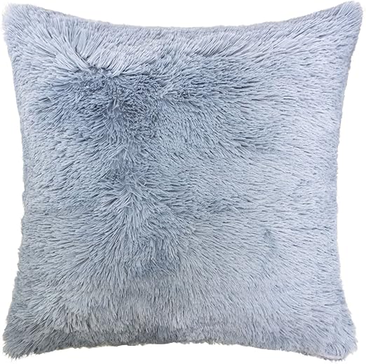 Homey Cozy Faux Fur Throw Pillow Cover,Baby Blue Double