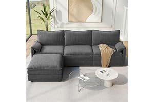 Comfy Cloud Couch with Movable Ottoman Deep Seat Chenille L Shaped Modular Sofa,108" Modular Sectional Sofa, Sectional Couche
