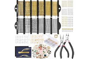 HUISUYTON 18K Gold Necklace Chain Kit for Jewelry Making, 59FT 12Rolls Bracelet Chains with Charms/Pliers/Jump Rings/Lobster Clasps Accessories for DIY Necklace Bracelet Making