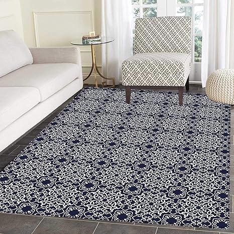 Amazon Com Navy Blue Small Rug Carpet Japanese Inspired