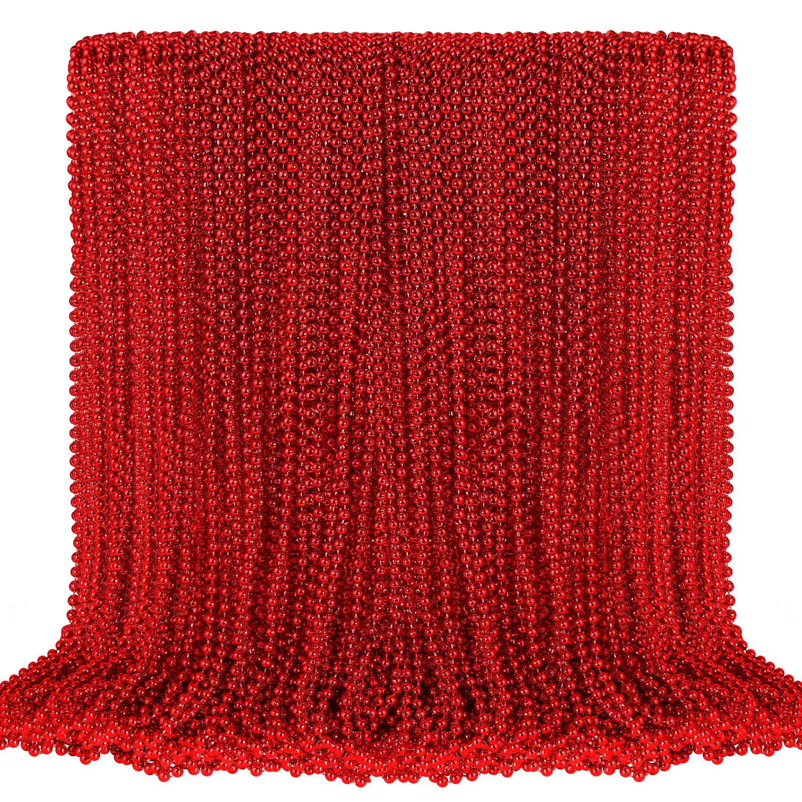 Photo 1 of 100 PCS Red Mardi Gras Beads, Red Beads Necklaces Christmas Necklaces 33" Metallic Beaded Costume Necklaces Party Necklaces for Valentines Christmas Parade Throws Wedding Birthday Party Favors