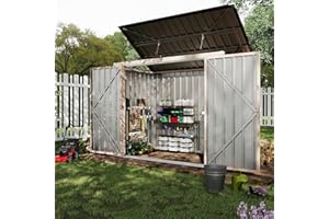 3x6 ft Metal Outdoor Storage Shed, Trash Can Garbage Bin Enclosure with Chain Lid, Large Ventilated Storage for Garden, Backy
