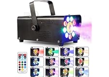 ATDAWN Fog Machine with 9 LED Lights, Wireless Remote Control, Smoke Machine with 12 Colors for Stage Party Effect, Halloween