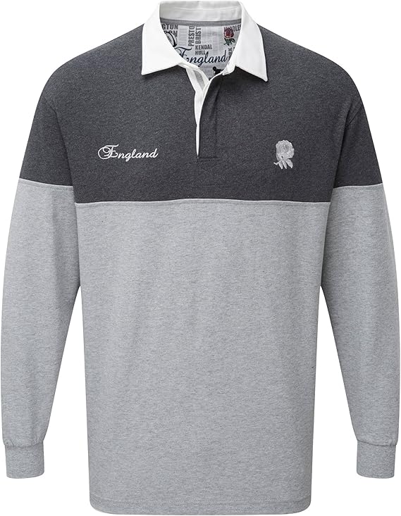 Cotton Traders Mens Long Sleeve Classic Rugby England 5XL Charcoal at